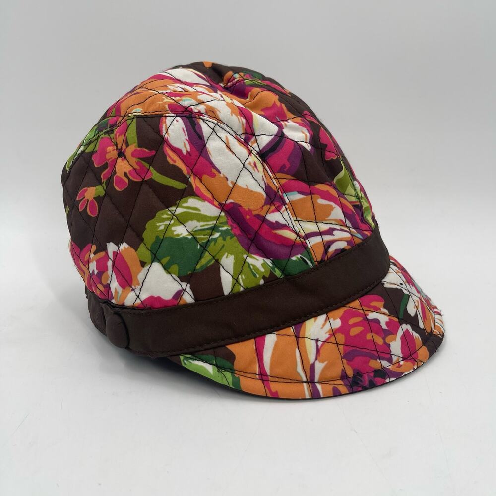 VERA BRADLEY Hat Cap English Rose Newgirl Cozy Fleece Lining Brown Casual Fall - Picture 14 of 14